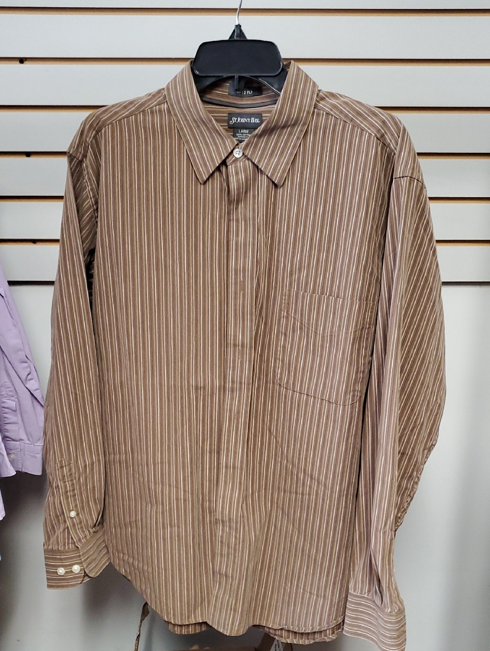 St. John's Bay Men’s Brown Stripe Button-Up Shirt